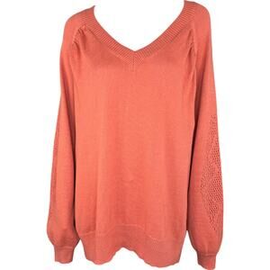 Anybody Sweater With Crochet Sleeve Applique Paprika‎ Size 2X